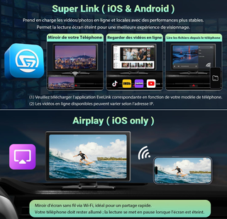Pantalla 9 Inalámbrica CarPlay/Android Auto