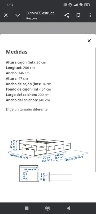 Cama con colchón y somier