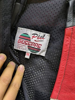 Mono de moto cuero negro/rojo