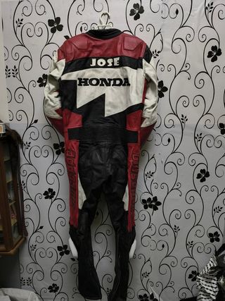 Mono de moto cuero negro/rojo