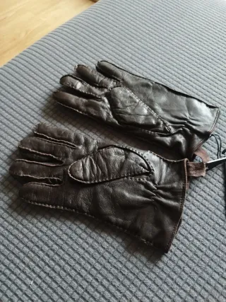 Guantes de piel marrón BOSS