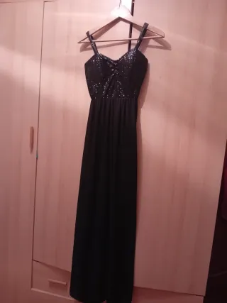 Vestido largo lentejuelas negro