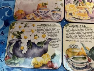 Set 6 Sottobicchieri Tè Illustrati