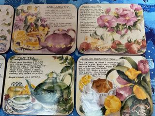 Set 6 Sottobicchieri Tè Illustrati