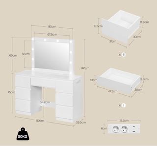 Tocador con Espejo y Luz LED
