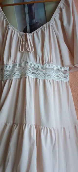 Vestido largo rosa vaporoso talla 52/54