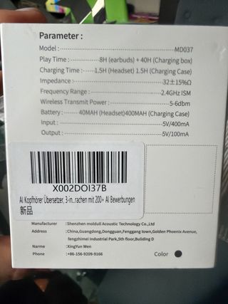 Cuffie True Wireless Puqo MD037 Nere