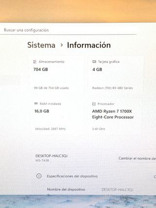 PC Gaming Ryzen 7 1700X / RX 480 4GB / 16GB RAM