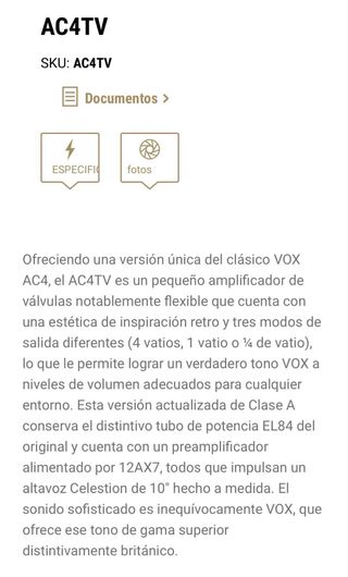 Amplificador Vox AC4TV Guitarra Eléctrica