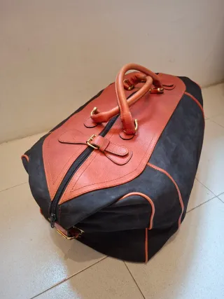 Bolsa de viaje vintage cuero y ante