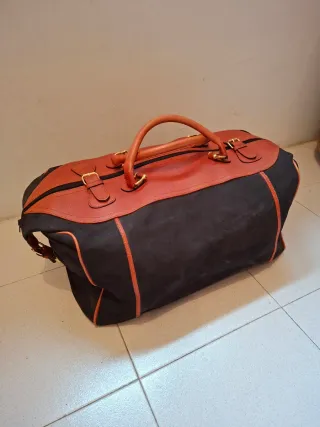 Bolsa de viaje vintage cuero y ante