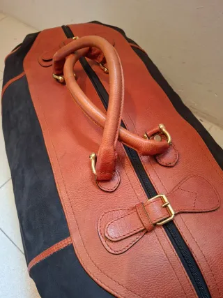 Bolsa de viaje vintage cuero y ante