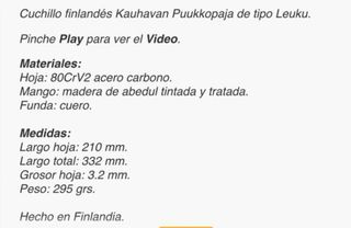 Cuchillo finlandés artesanal