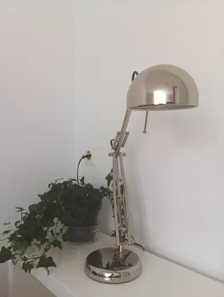 Lámpara Flexo Escritorio Metálica Dorada/Plateada