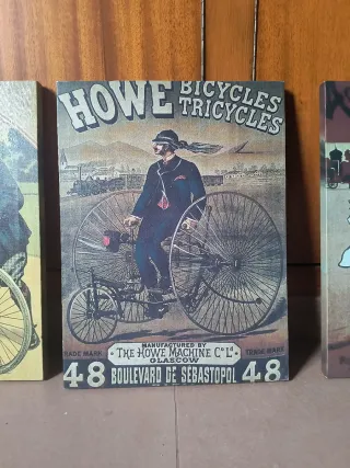 Lote 3 Cuadros Antiguos Bicicletas