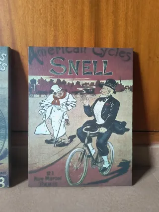 Lote 3 Cuadros Antiguos Bicicletas