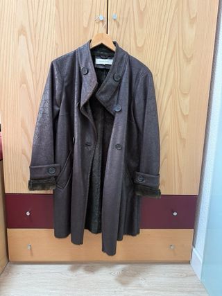 Chaquetón 3/4 polipiel marrón T.38