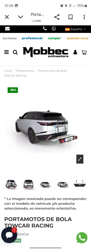 Portamoto de bola TowCar Racing