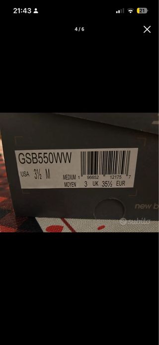 New Balance GSB550WW Bambina Tg 35.5