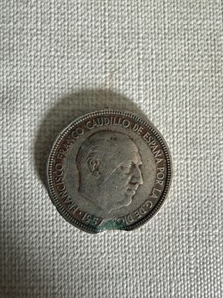 Moneda Franco 1957 5 PTAS Estrella 58