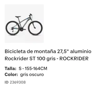 Bicicleta Montaña 27,5 tallas S