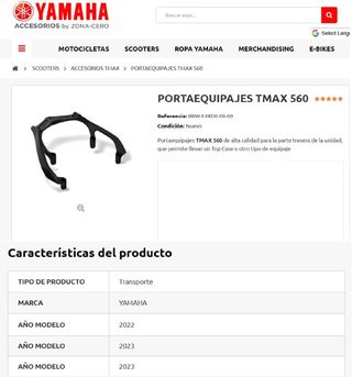 Soporte y Parrilla Top Case para Yamaha TMax 560