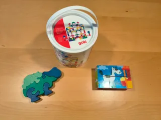 Lote 3: Bloques Goki +Puzzle cubos + encajable