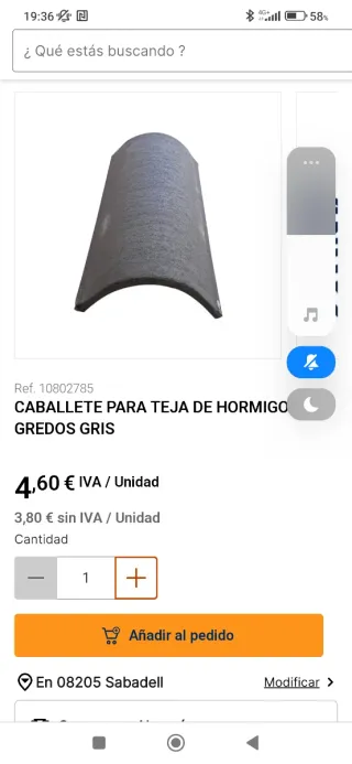 13 Tejas Cumbreras Hormigón Gris