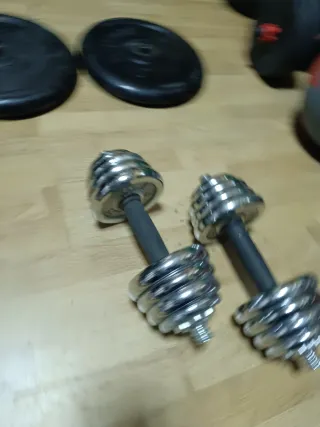 Pareja de mancuernas cromadas