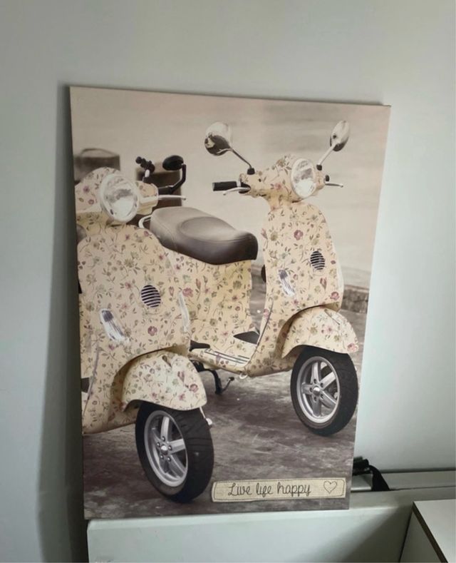 Lienzo decorativo Vespas florales