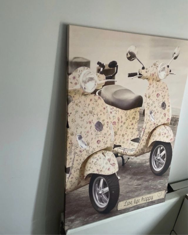 Lienzo decorativo Vespas florales