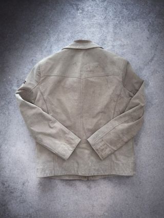 Cazadora bomber de piel genuina beige