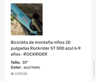 Bicicleta Infantil Rockride 20" Azul
