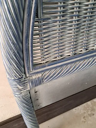 Cabecero Cama Mimbre Azul Grisáceo