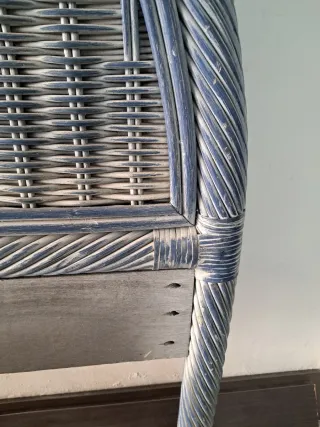 Cabecero Cama Mimbre Azul Grisáceo