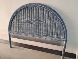 Cabecero Cama Mimbre Azul Grisáceo