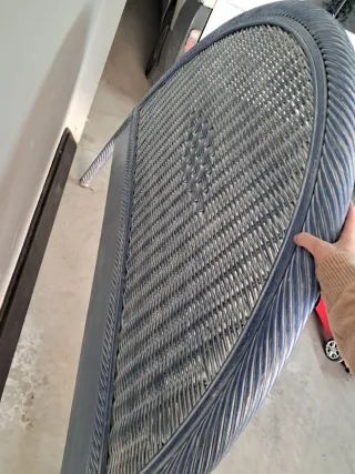 Cabecero Cama Mimbre Azul Grisáceo