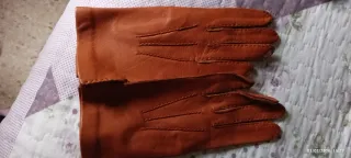 Guantes de piel marrón/naranja