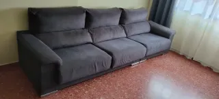 Sofá 3 plazas / Rinconera gris tela