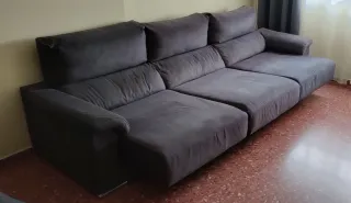 Sofá 3 plazas / Rinconera gris tela