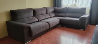 Sofá 3 plazas / Rinconera gris tela