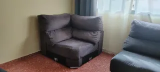 Sofá 3 plazas / Rinconera gris tela