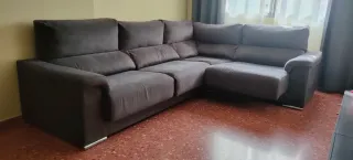 Sofá 3 plazas / Rinconera gris tela