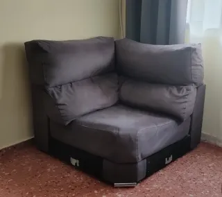 Sofá 3 plazas / Rinconera gris tela