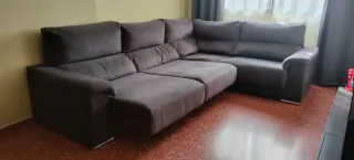 Sofá 3 plazas / Rinconera gris tela