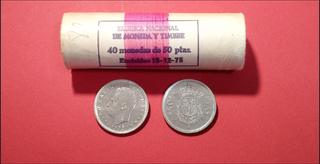 CARTUCHO 40 MONEDAS DE 50 Ptas. 1975*80 S/C.