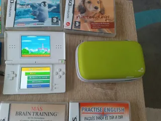 Nintendo DS Lite con 6 juegos, funda y portajuegos
