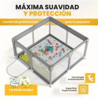 Parque juegos 120x120cm+Alfombra+Agarraderas+Bolsa