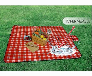 Manta de Picnic Cuadros Rojo y Blanco