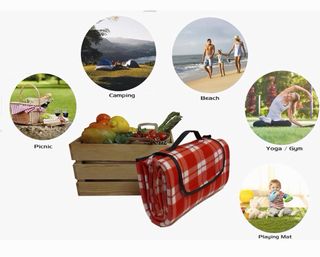 Manta de Picnic Cuadros Rojo y Blanco